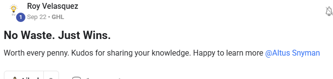 Testimonial from Roy Velasquez